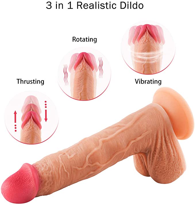 Thrusting & Rotating Realistic Dildo (Size: 8.7 Inch) - Lusty Age