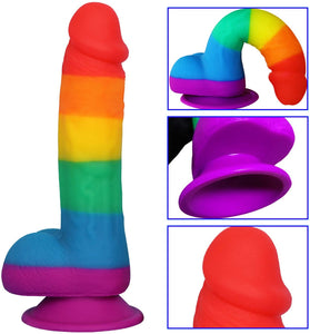 Rainbow Soft Big Realistic Silicone Dildo - Lusty Age