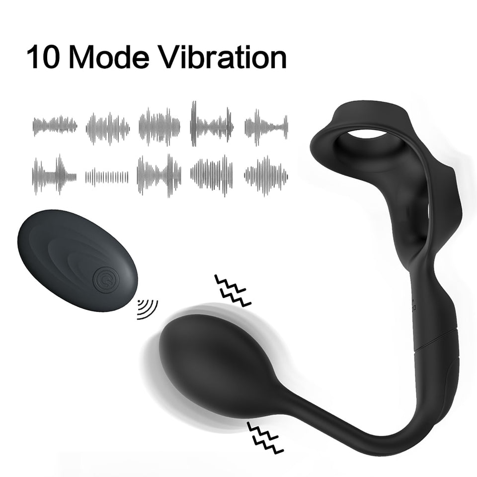 3 in 1 Vibrating Prostate Massager with Cock Ring - Lusty Age