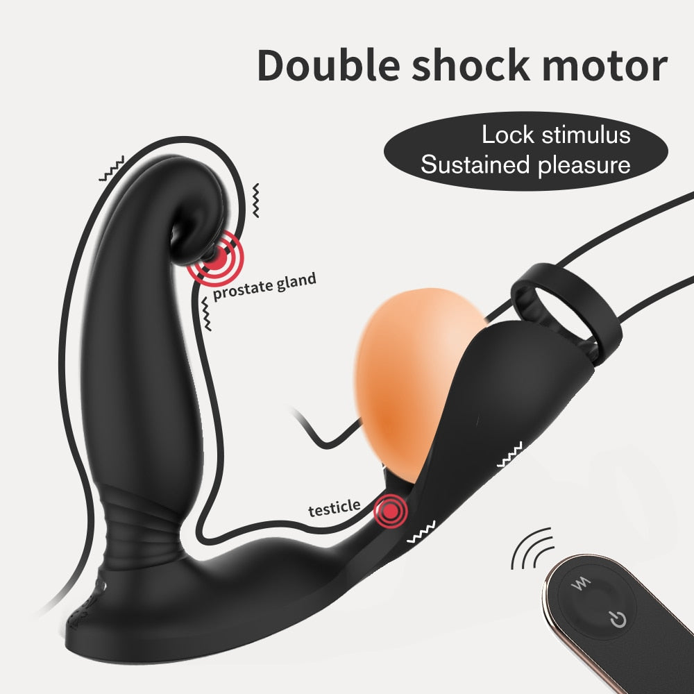 Wireless Remote Anal Vibrator Prostate Massager Testicular Massage Butt Plug Delay Ejaculation Ring - Lusty Age