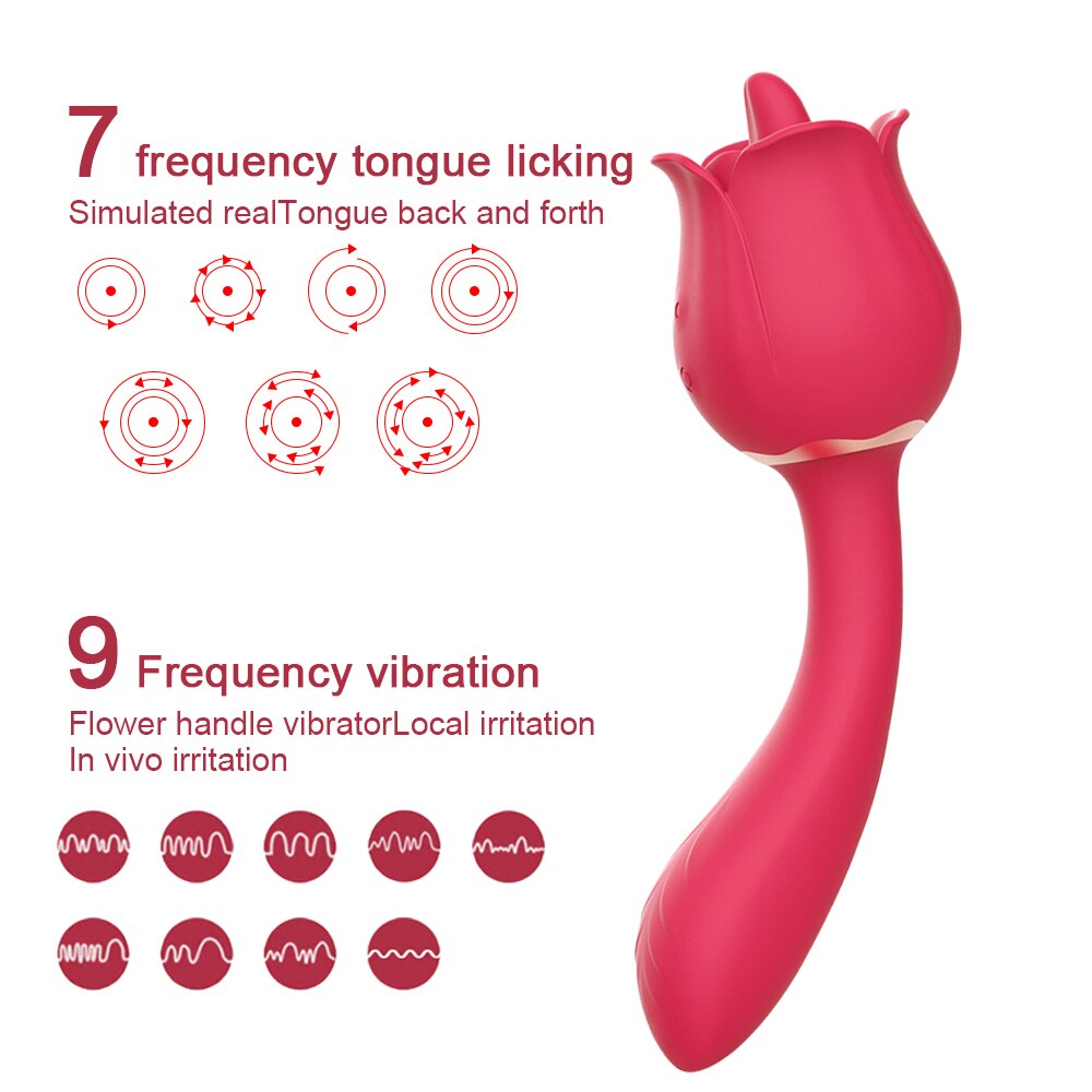 Rose  2 in 1 Clitoral Licking & Vibrating Vibrator - Lusty Age